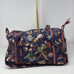 Vera Bradley Regatta 1994 Vintage Navy Duffel Travel Bag Retired